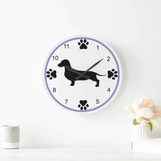 Dackel Silhouette Große Wanduhr (Zuhause)