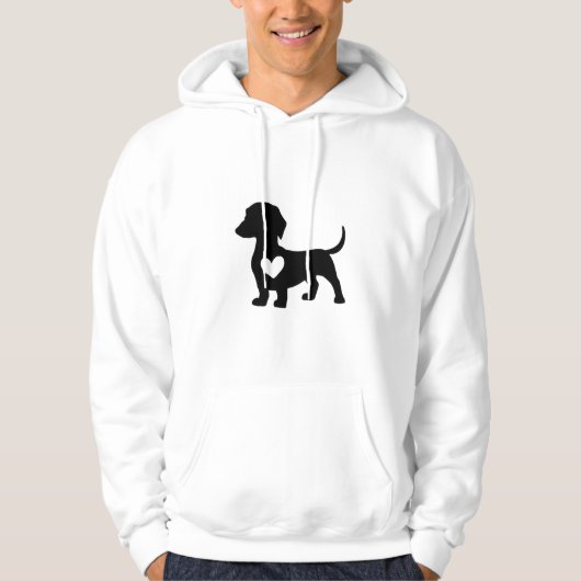 Dackel Silhouette mit Herz Hoodie (Vorderseite)
