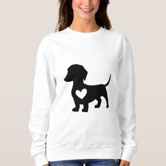 Dackel Silhouette mit Herz Sweatshirt (Vorderseite)