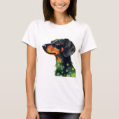 Dackel Silhouette mit vier Leaf-Clovers T-Shirt (Vorderseite)