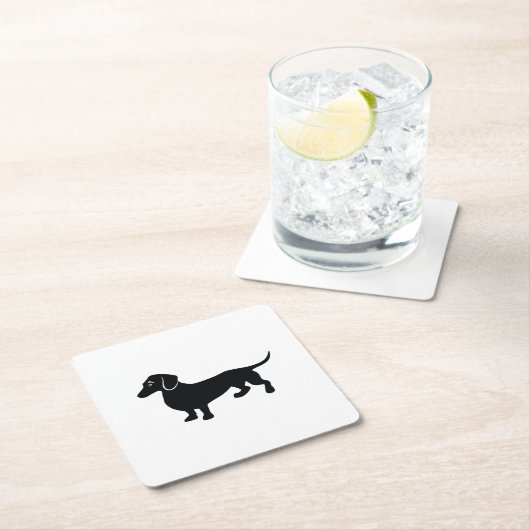 Dackel-Silhouette Rechteckiger Pappuntersetzer (Vor Ort)