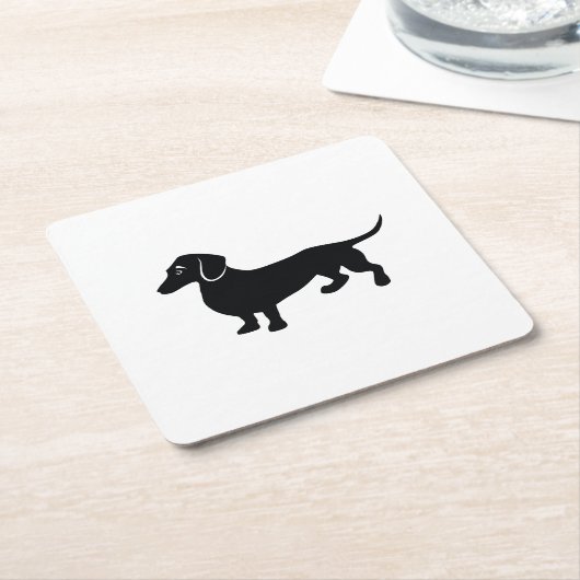 Dackel-Silhouette Rechteckiger Pappuntersetzer (angewinkelt)