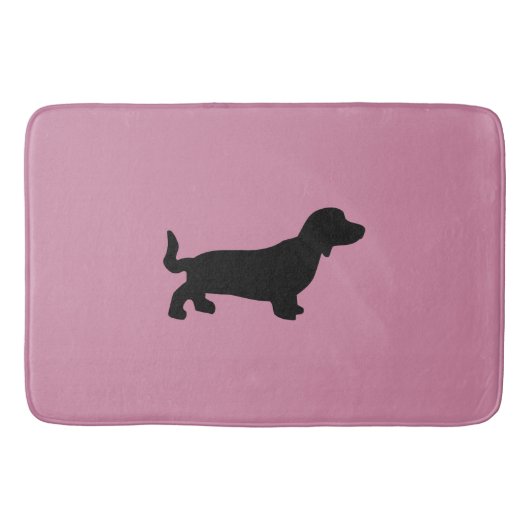 Dackel-Silhouette-Rosa-Bad-Matte Badematte (Vorderseite)