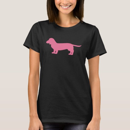 Dackel Silhouette rosa T-Shirt (Vorderseite)
