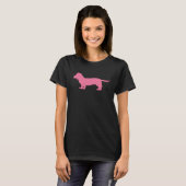 Dackel Silhouette rosa T-Shirt (Vorne ganz)
