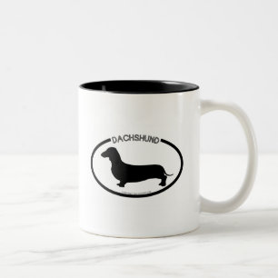 Dackel-Silhouette-Schwarz-Tasse Zweifarbige Tasse