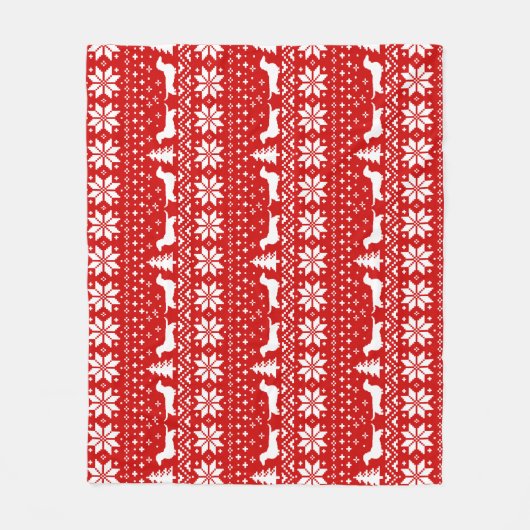 Dackel-Silhouette-Weihnachtsmuster Fleecedecke (Vorderseite)