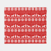 Dackel-Silhouette-Weihnachtsmuster Fleecedecke (Vorderseite (Horizontal))