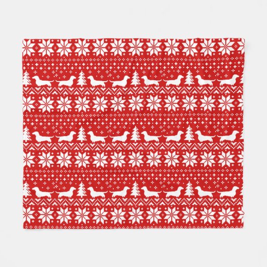 Dackel-Silhouette-Weihnachtsmuster Fleecedecke (Vorderseite (Horizontal))