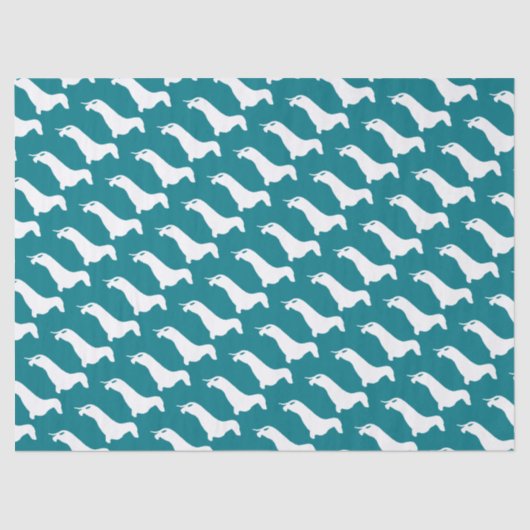 Dackel Silhouette weiß + Ihre Ideen Seidenpapier (Vorderseite)