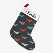 Dackel Silhouetten Dackel Hund Lover Kleiner Weihnachtsstrumpf (Vorderansicht (hängend))