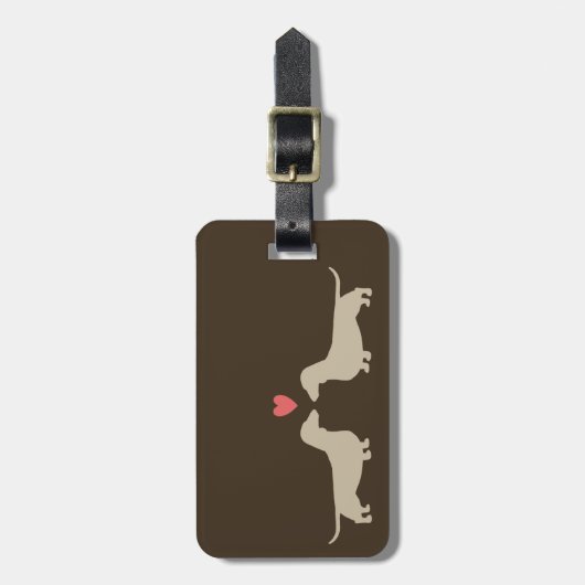 Dackel Silhouetten mit Herz | Dackel Hunde Gepäckanhänger (Vorderseite vertikal)