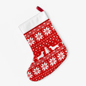 Dackel Silhouetten Muster Rot und Weiß Niedlich Kleiner Weihnachtsstrumpf (Rückseite (Hängend))