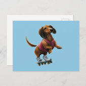 Dackel Skateboarding Postkarte (Vorne/Hinten)