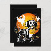 Dackel Skeleton Halloween Happy Pumpkin Geschenk Dankeskarte (Vorne/Hinten)