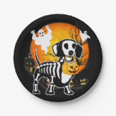 Dackel Skeleton Halloween Happy Pumpkin Geschenk Pappteller (Vorderseite)