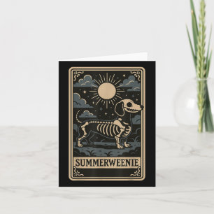 Dackel Skeleton Summerween Dog Art Vintag Styl Karte