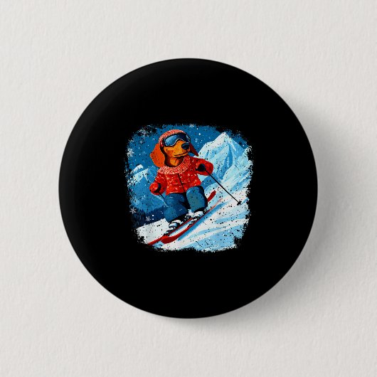 Dackel Ski Button (Vorderseite)
