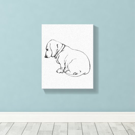 Dackel Skizze auf gestreckter Leinwand (Insitu (Holzboden))