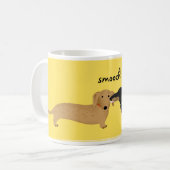 Dackel Smooch Dackel Hunde Kiss Niedlich Cartoon Kaffeetasse (Vorderseite Links)
