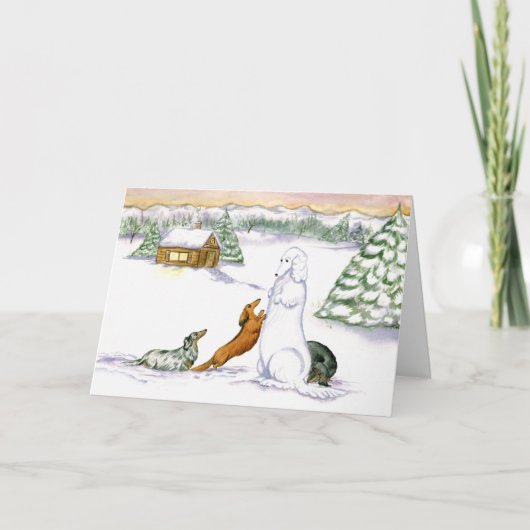 Dackel Snow Feiertagskarte (Vorderseite)