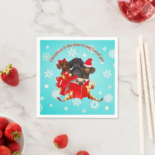 Dackel Snow Flake Weihnachtsbuch Napkins Serviette (Beispiel)