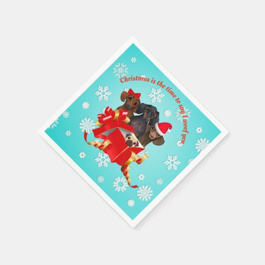 Dackel Snow Flake Weihnachtsbuch Napkins Serviette (Ecke)