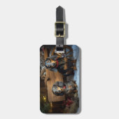 Dackel Snowy Sleigh Weihnachtsdekor Gepäckanhänger (Vorderseite vertikal)