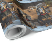 Dackel Snowy Sleigh Weihnachtsdekor Geschenkpapier (Rolleneckpunkt)