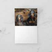 Dackel Snowy Sleigh Weihnachtsdekor Karte (Innenseite)