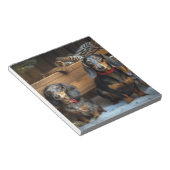 Dackel Snowy Sleigh Weihnachtsdekor Notizblock (angewinkelt)