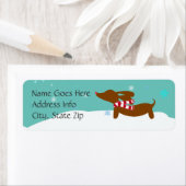 Dackel Snowy Weihnachts-Rücksendeadressen-Aufklebe (Insitu)