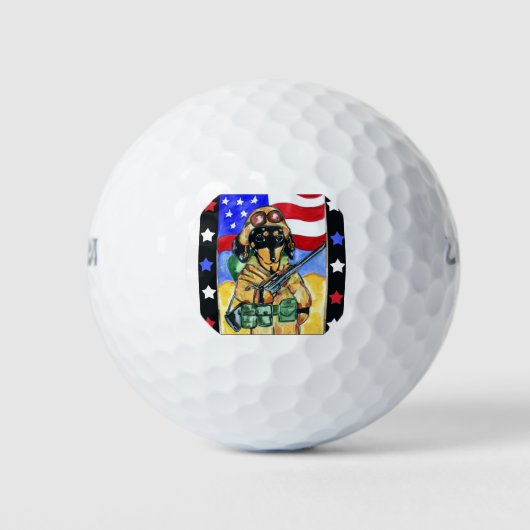 Dackel Soldier Golfball (Vorderseite)