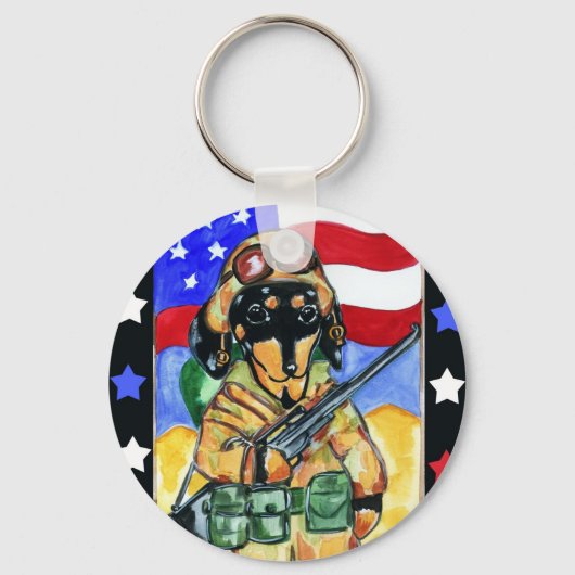 Dackel Soldier Schlüsselanhänger (Vorderseite)