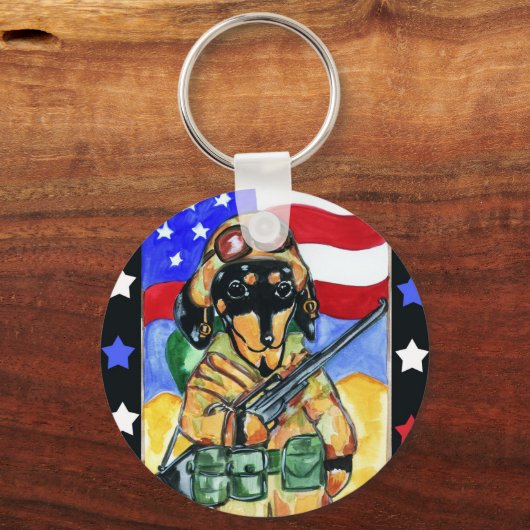 Dackel Soldier Schlüsselanhänger (Vorderseite)