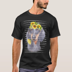 Dackel Sonnenblume Vintages Retro für Hunde T-Shirt