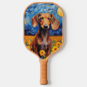Dackel & Sonnenblumen Kunst-Geschenk Pickleball Schläger (Vorderseite)