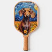 Dackel & Sonnenblumen Kunst-Geschenk Pickleball Schläger (Rückseite)