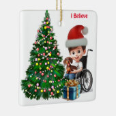 Dackel & Special Needs Junge Weihnachtskarte Keramikornament (Rechts)