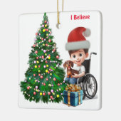 Dackel & Special Needs Junge Weihnachtskarte Keramikornament (Links)