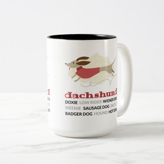 Dackel-Spitznamen Zweifarbige Tasse (VorderseiteRechts)
