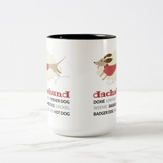 Dackel-Spitznamen Zweifarbige Tasse (Mittel)