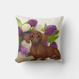 Dackel Spring Floral Pillow Kissen