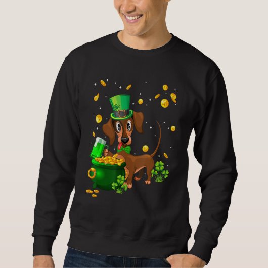 Dackel St Patrick S Day Irish Clover Dog Lover Sweatshirt (Vorderseite)