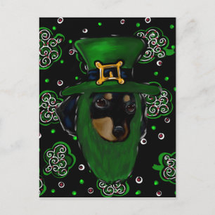 Dackel St. Patty Postkarte