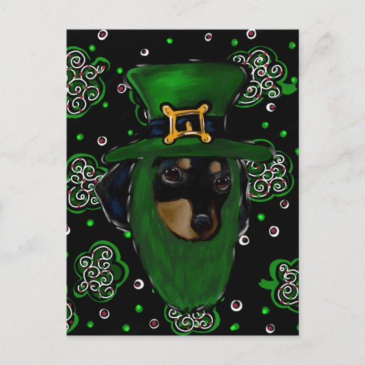 Dackel St. Patty Postkarte (Vorderseite)