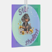 Dackel Star Student Ornament Aus Glas (Vorderseite Rechts)