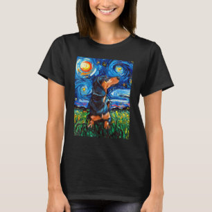 Dackel Starry Night Hund Art der Dackel Black and  T-Shirt