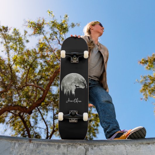 Dackel Stehend auf Mondschein Halloween Skateboard (Außenbereich 1)