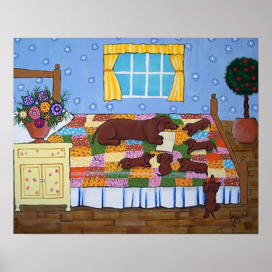Dackel Story Time Art Print Poster (Vorne)